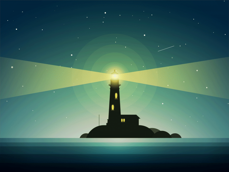 The Lighthouse In Night Animated after effects animation illustration lighthouse night scenery sea sky
