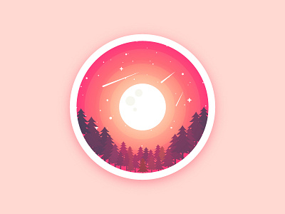 Landscape Forest badge design forest galaxy illustration landscape moon scenery space star vector