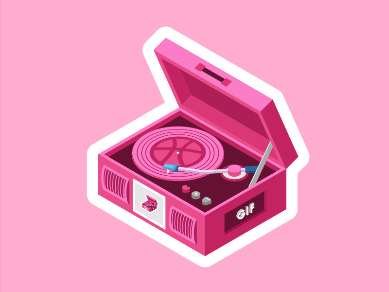 Dribbble Player animation challenger dribbble illustration isometric phonograph player playoff rebound sticker mule