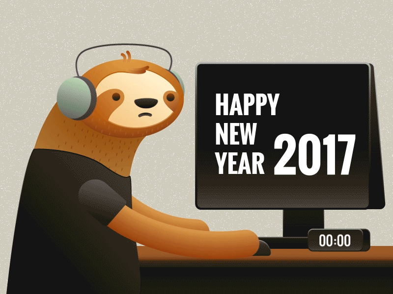 Happy New Year animation coutdown gif happy new year illustration loop sloth