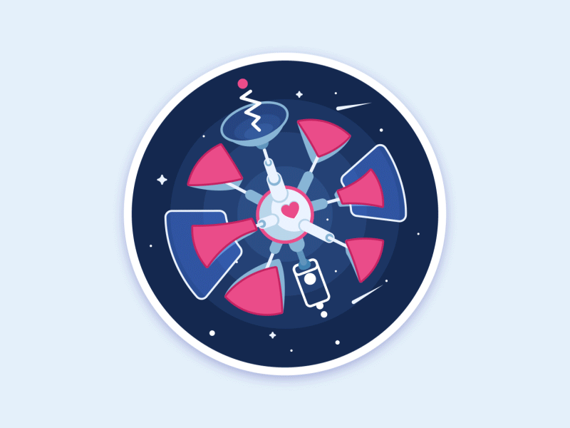 Satellite Dribbble animation challenger dribbble illustration satellite sticker