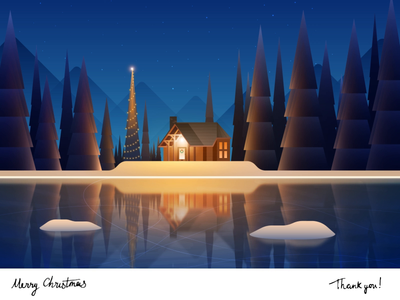 Winter Night - Merry Christmas & Thank you! after effects animation christmas design illustration landscape night scenery vector vietnam winter