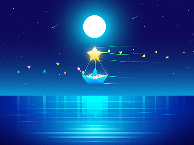 Pick stars illustration night scenery sky star