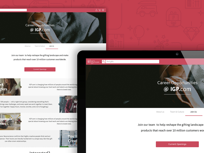 Career Page | IGP.com red static pages uiux website