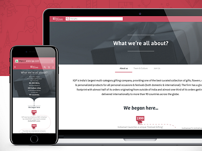 About us Page | IGP.com red static pages timeline typography ui ux website