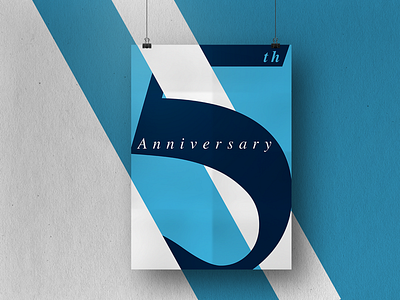 Anniversary Banner Design 5 advertisement anniversary banner blue design five poster typography white