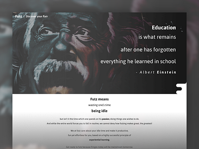 Futz landing webpage education einstein futz hero image cover minimal single page ui ux web webpage