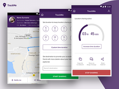 Location Sharing App app application design location map mobile sharing timer tracking ui ux