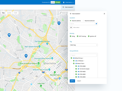 Filter for Live Vehicle Tracking