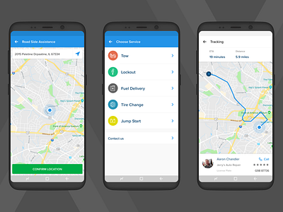 Roadside Assistance App android app mobile navigation roadside service ui ui interaction ux vehicle