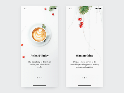 Relax. Enjoy. Onboarding coffee colors iphonex light onboarding relax typography ui