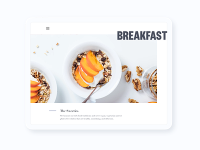 Breakfast black colors design food homepage ipad mockup ui white