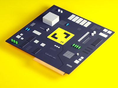 TribalScale Transformation Chip 3d 3dart c4d chip design hardware illustration iso isometric microchip render yellow