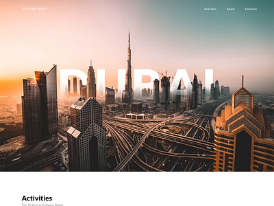 Golden Area Dubai activities animation camel car design dubai gold motion parallax transition travel ui ux webdesign