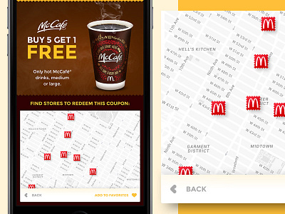 McCoupons App - Locations app coupon food location map mcdonalds