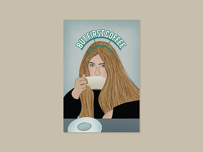 But First Coffee graphic graphic design illustration postcard