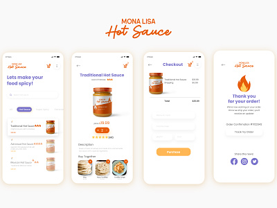 Mona Lisa Hot Sauce Mobile app branding mobile app ui ui app ux