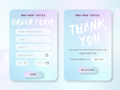 Rino Mask Textile - Order Form contact form design graphic design ui vector