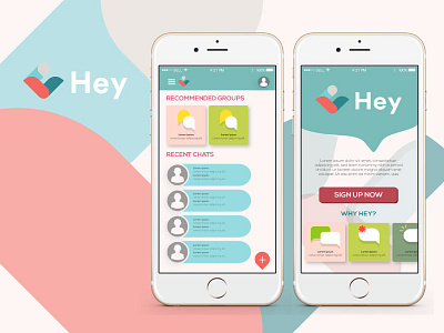 Hey Chat App app mobile design sketch app ui ux