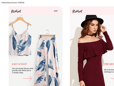 Onboarding Screens Romwe app mobile design sketch app ui ux