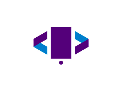 Apps developer logo design symbol: phone & coding brackets [GIF]