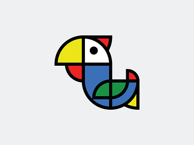 Parrot bird icon logo mark monoline parrot