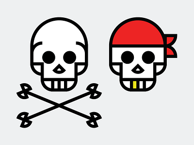 Skulls crossbones icon logo mark monoline pirate skull