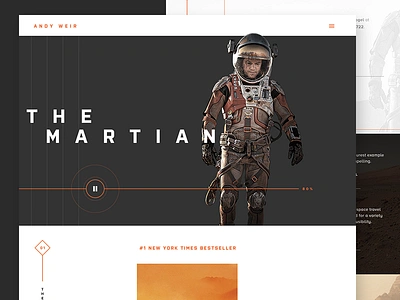 Book Author Website clean landing page mars martian minimal modern redesign ui ux