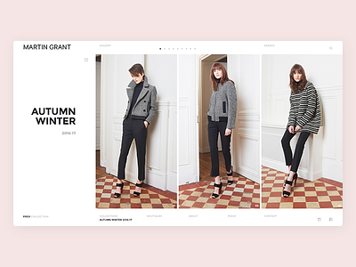 Martin Grant Collections clean designer fashion gallery layout minimalist model simple ui ux website white