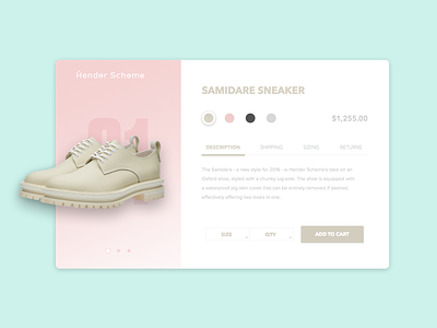 Hender Scheme clean daily daily ui minimalist product shoes sneaker soft ui ux website