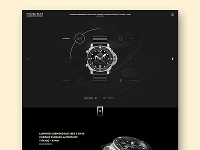 Product Page black elegant fashion landing page luxury military panerai ui ui design uiux watch web