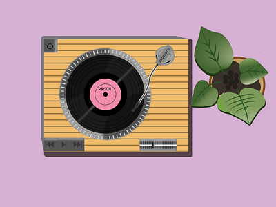 Vinyl record on turntable adobe illustrator art avicii best music branding flower flower in a pot music pink pot record player turntable vector vinyl record vinyl record on turntable