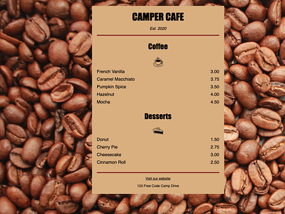 Cafe Menu