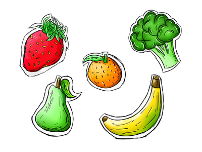 Jackpot Juicer Fruits 2d art banana brocolli dance gavin dance design digital digital art drawing illustration jackpot juicer juice orange pear procreate strawberry