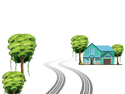 tree logo design and house road