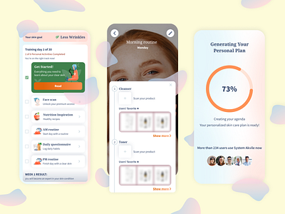 Skincare app mobile design