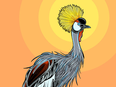 Grey Crowned Crane animal art artist branding design graphicdesign illustration illustration art illustrator logo wildlife