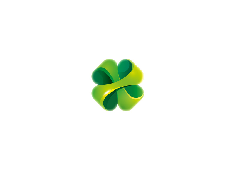 Clover logo sign mark clever clover glass icon trefoil herb flower 3d plant