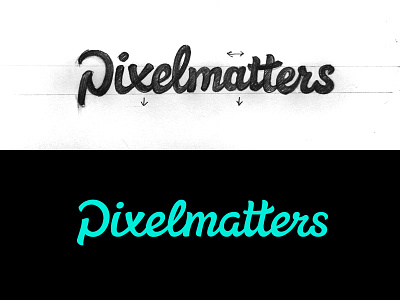 Pixelmatters Final handwritten lettering logo pixelmatters sketch