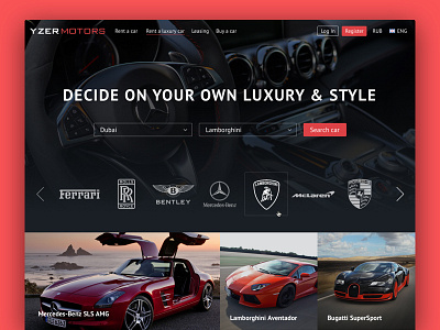 YzerMotors car luxury minimal promo rental web website
