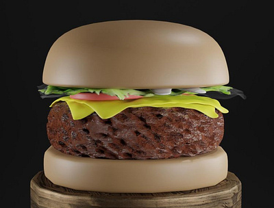 hamburger large patty 3d design illustration