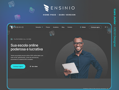 Site - Ensinio (Versão Dark) adobe xd branding desktop edtech ensinio figma home page landing page site ui ui design ux design