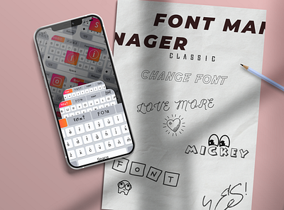 Font Manager UI Design app app design branding design font illustration keyboard mobile mobile app design typographie ui wireframe