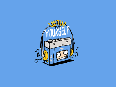 Listen to yourself character fun graphic design humour illustration music sony supremeninja walkman