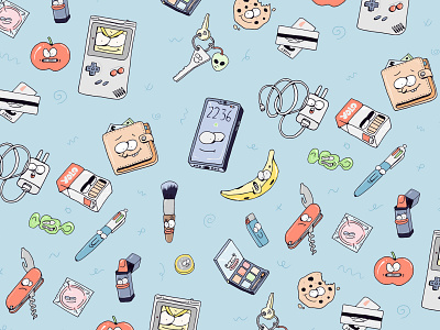 What's in your bag? characters illustrations illustrator supremeninja