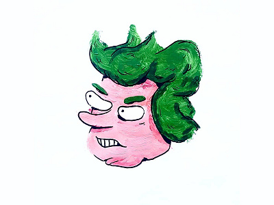 Green hair day acrylic dude green guy hair