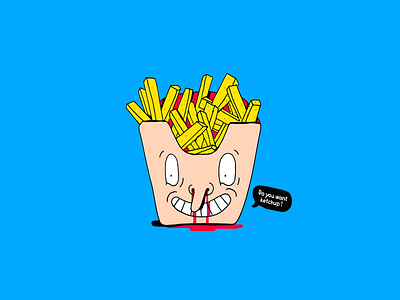 Friendly fries french fries fries illustration ketchup supremeninja