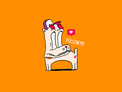 # Follow me 💖 cap dog hashtag illustration instagram like social