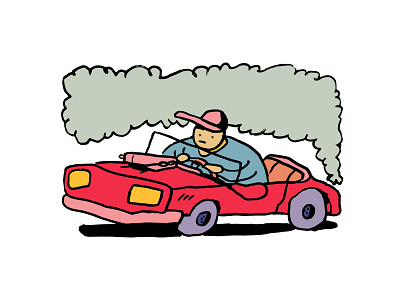 Driving around car dude illustration polution