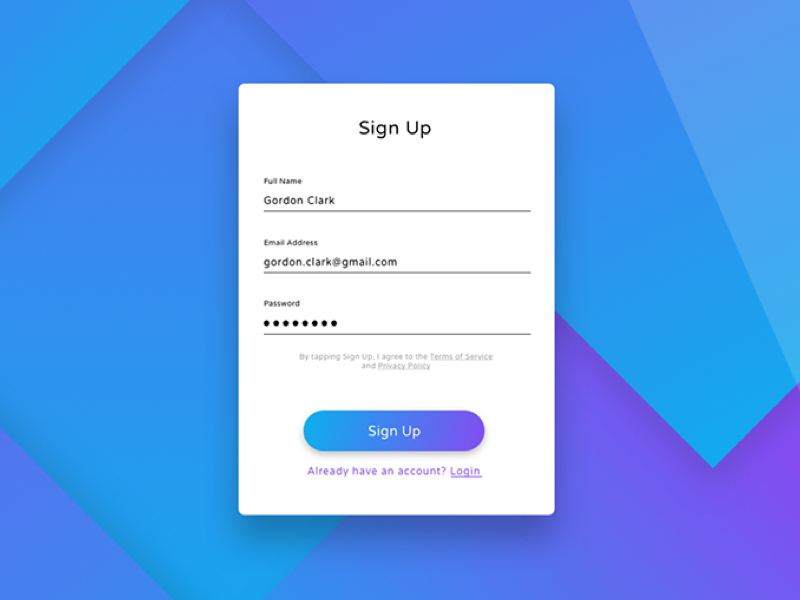 Sign Up Form by Allison Sosebee on Dribbble